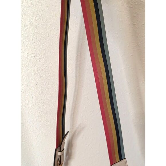 Coach Jess Baguette Pebble Leather Rainbow Strap Crossbody Bag White - Picture 13 of 16